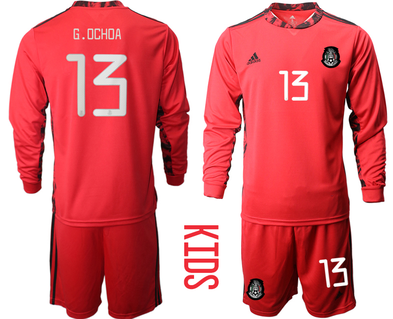 Cheap Youth 2020-2021 Season National team Mexico goalkeeper Long sleeve red 13 Soccer Jersey